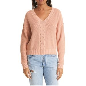 ATM Anthony Thomas Melillo cashmere cable knit sweater in deep coral
